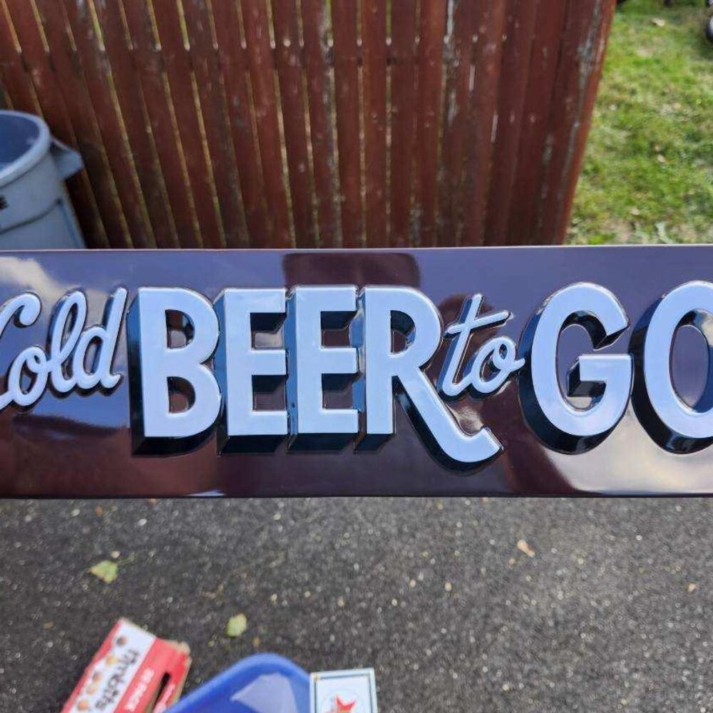 Brand New Ande Rooney Cold Beer To Go Heavily Embossed Tin Sign